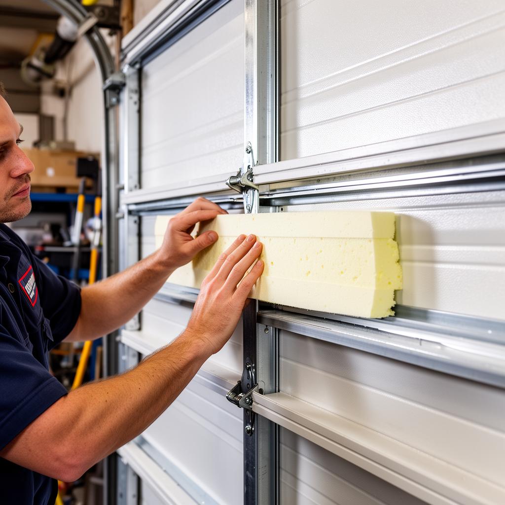 Professional garage door insulation panel installation